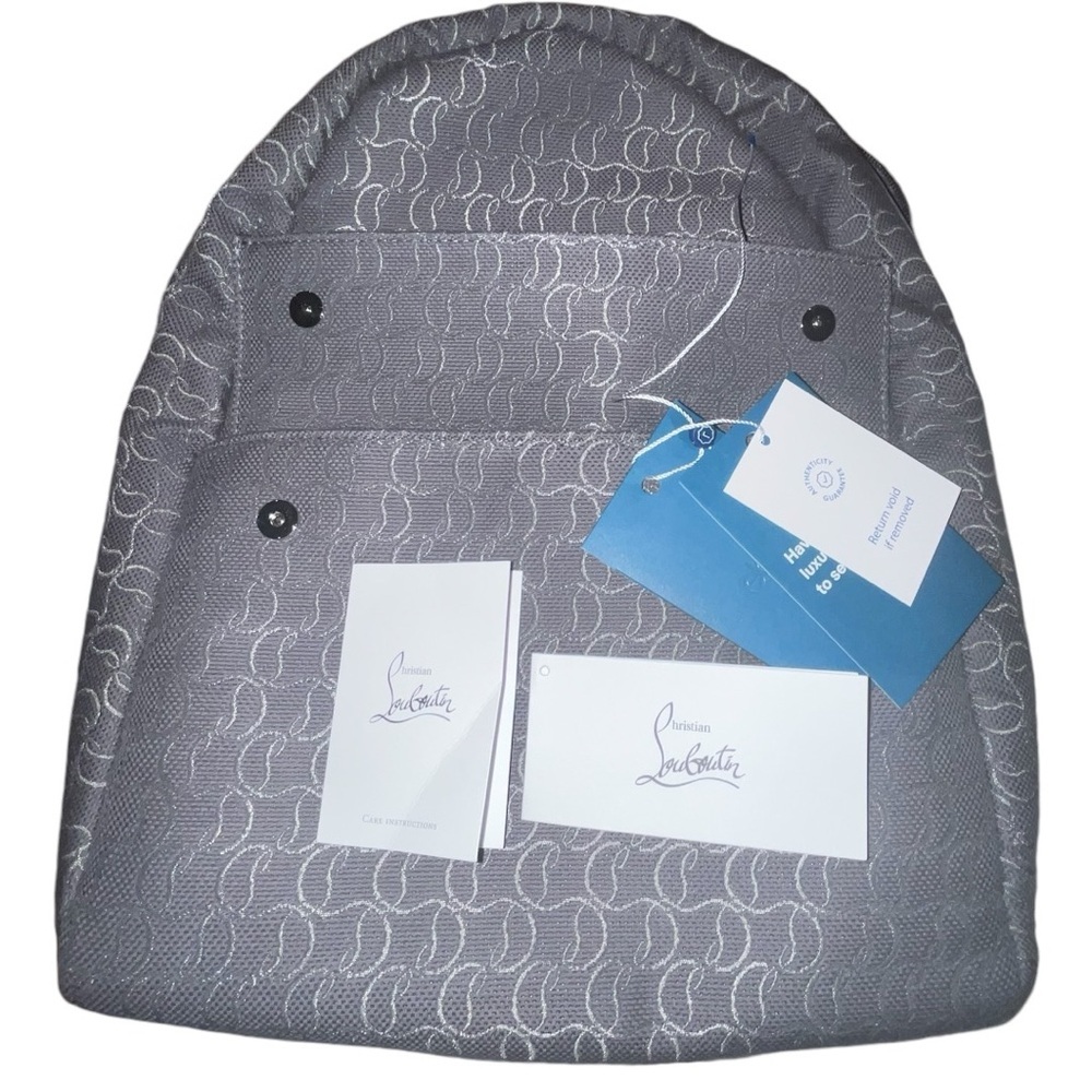 Christian Louboutin NWT Unisex Backpack-Red Interior Zip Flap /Gray COA